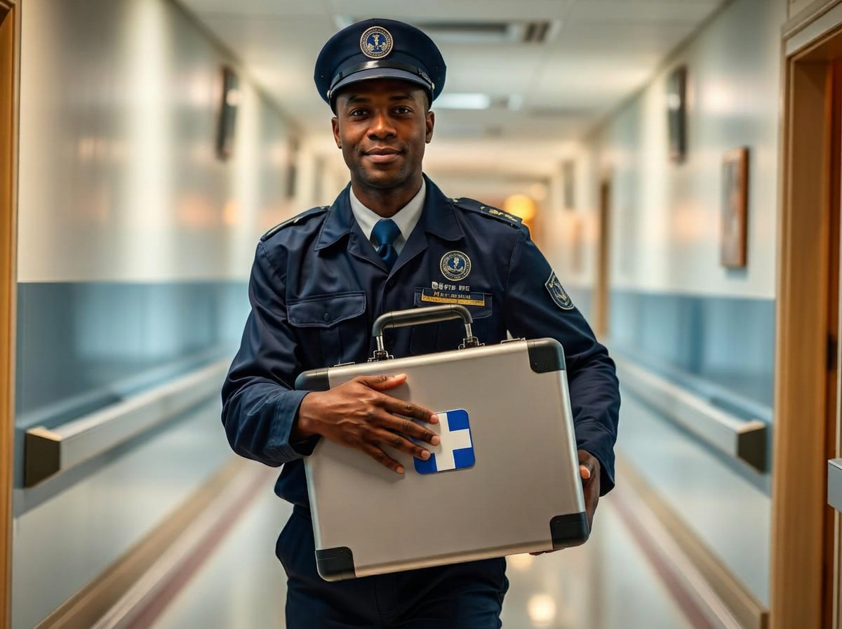 Medical courier professional in uniform
